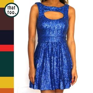 Blue sequin dress with cut outs
